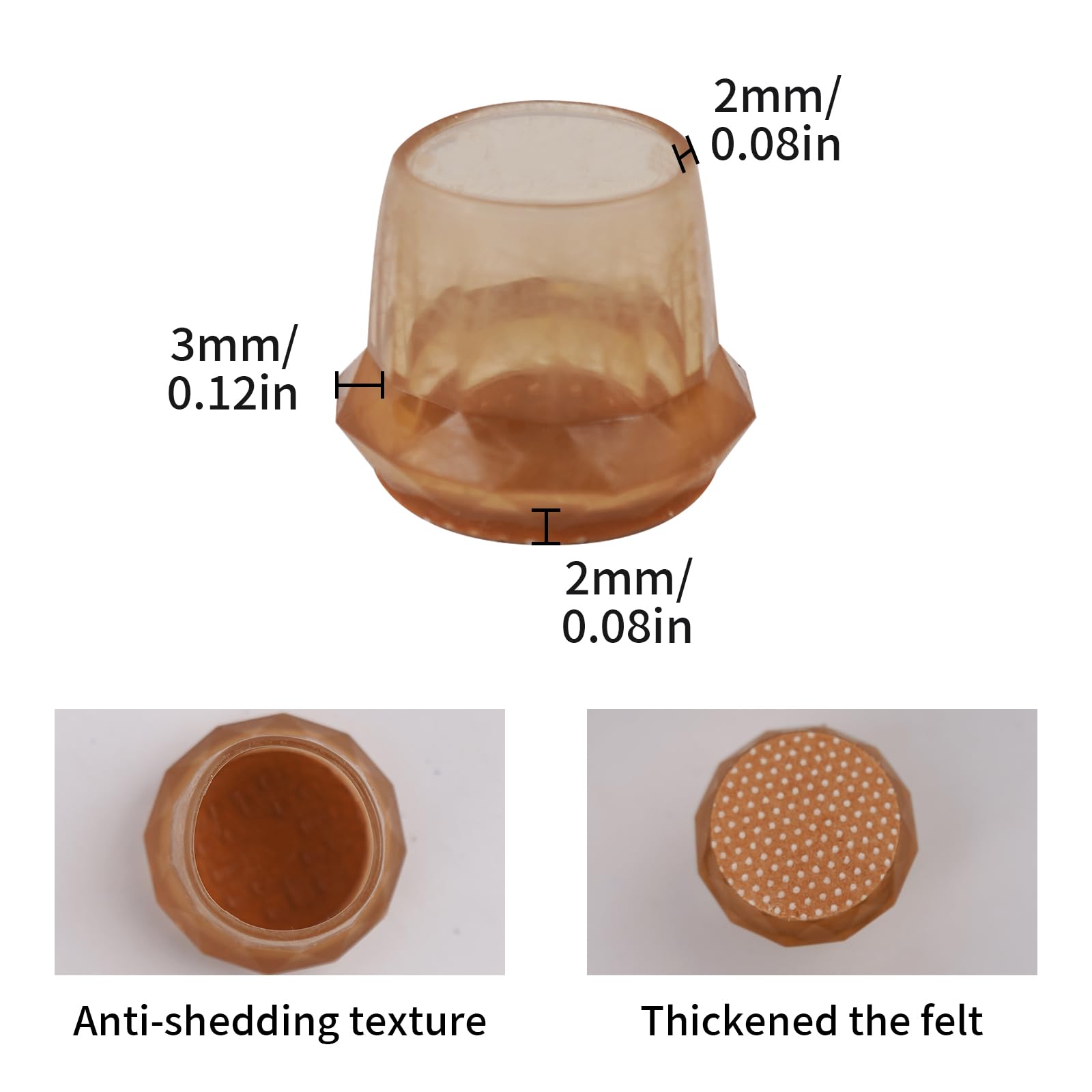 Vookkp 24Pcs Chair Leg Floor Protectors Round Silicone Chair Leg Caps Covers with Felt Pads for Hardwood Floors,Anti-Scratch Reduce Noise(L Fit: 32-41mm - Image 2