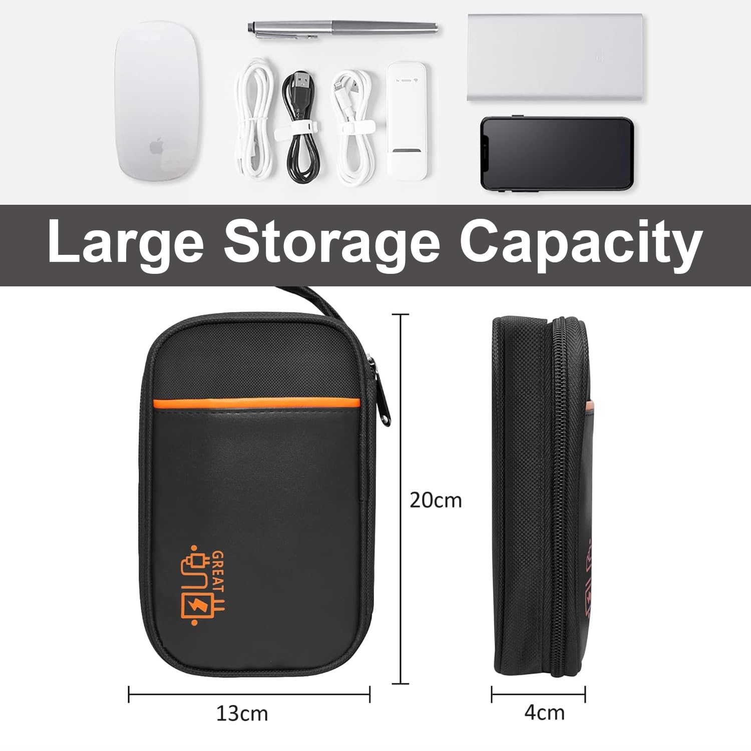 Oceanevo Gadget Organizer Bag for Travel, Hard Disk Pouch Case for Earphone, Pen drive, Cables, Wire, Power Bank, HDD etc - 20 x 13 x 4 Cm - Black 2