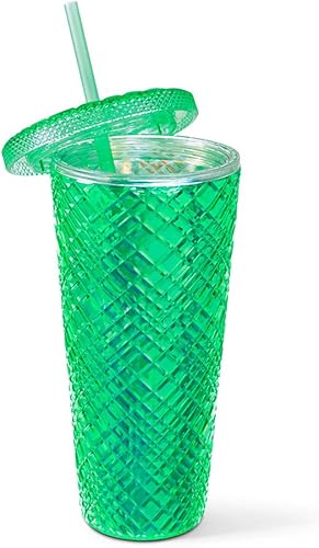 Holiday Jewel Vaso de corte de diamante botella de agua de plástico reutilizable sin BPA apto para viajes café helado preparación fría batido taza
