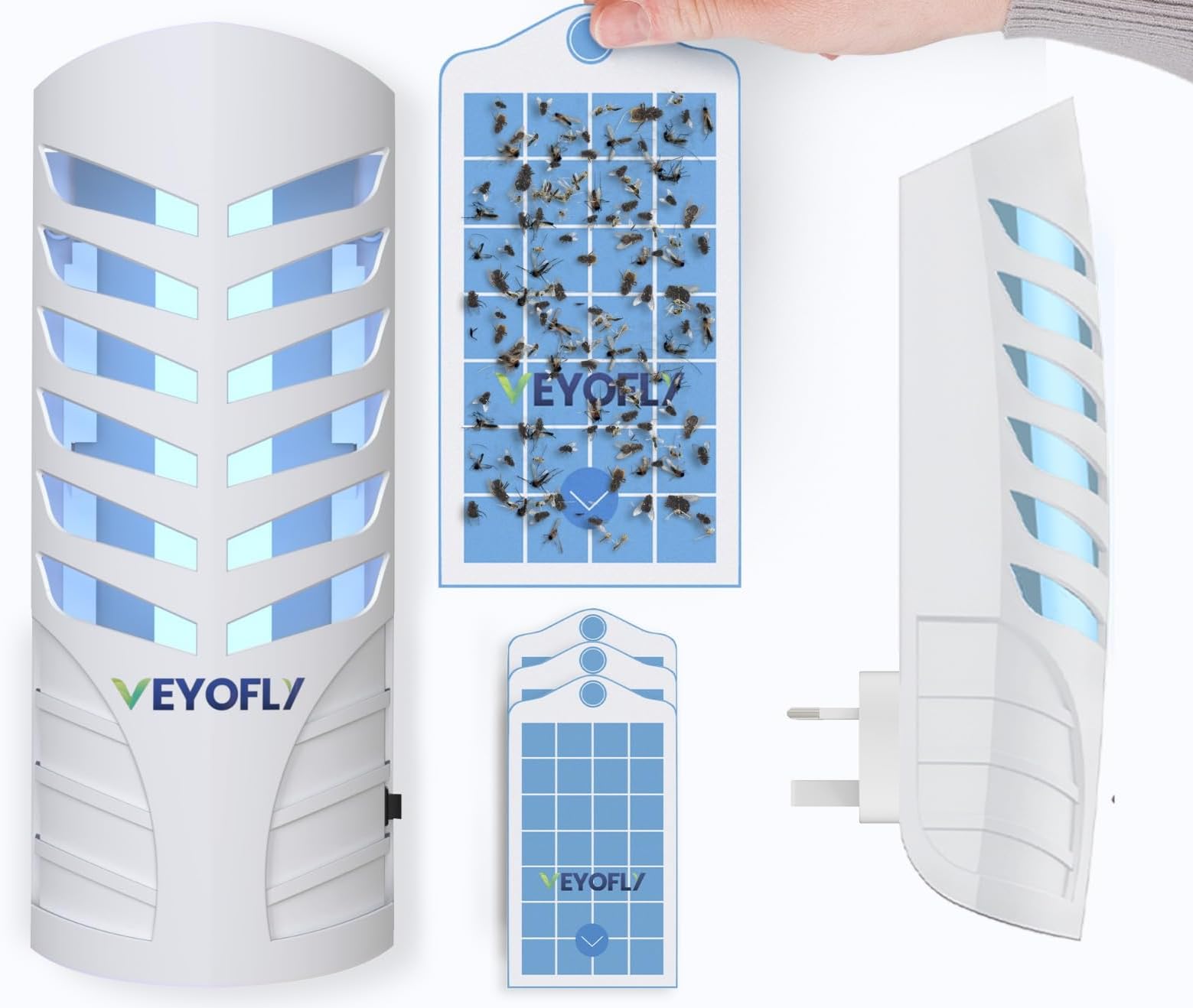 Fruit Fly Trap Indoor (1 Device + 3 Refills), Gnat Catcher, Plug-In Light Insect Trap for House, Bug Killer