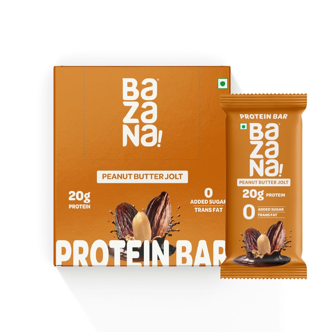 Bazana 20g Protein Bar |Peanut Butter Jolt | Pack of 6 | No Added Sugar | High Protein Healthy Snack | Whey & Nuts Blend | Gym & Workout Recovery | Gluten Free | Healthy Snacks-image-40