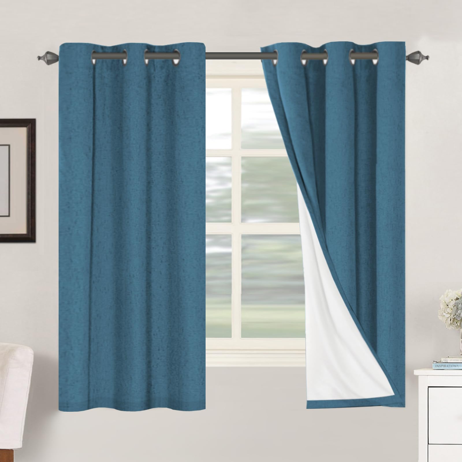 H.VERSAILTEX 100% Blackout Curtains for Bedroom Thermal Insulated Linen Textured Curtains Heat and Full Light Blocking Drapes Living Room Curtains 2
