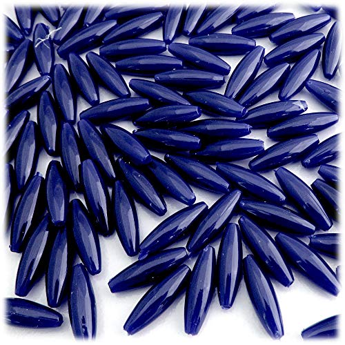 100pc Plastic Opaque Spaghetti Beads 20mm Navy Blue Beads