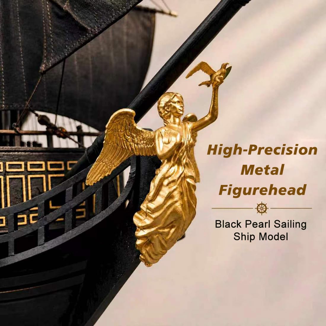 Modellino di nave pirata in legno nero, scala 1:50, kit fai da te, modello di nave a vela da assemblare e come modello decorativo con classico design di nave pirata