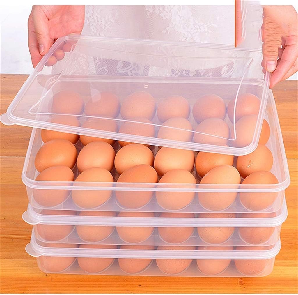 Egg Tray, Lockable Lid Refrigerator Storage Box Keep Fresh Duck Hen Poultry Egg Holder (Color : 2 Pieces)
