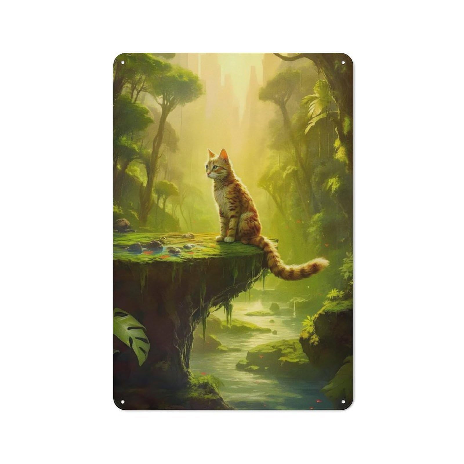Cat in The Nature Understated Metal Wall Decor 30x20cm, Office Metal Sign for Office, Study, Studio Or Hallway