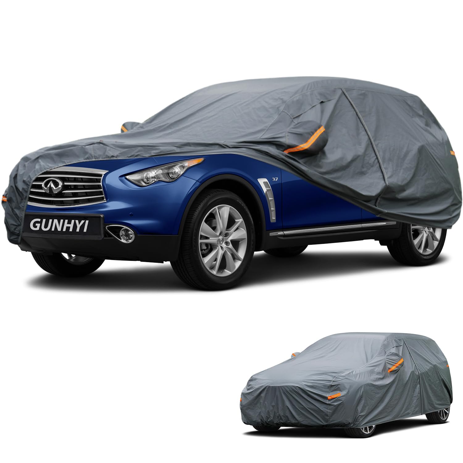 GUNHYI Premium Car Cover Custom Fit Infiniti QX70, 16 Layers Heavy Duty Car Cover Waterproof All Weather with Zipper Door for Sun Rain Snow Dust Uv Protection