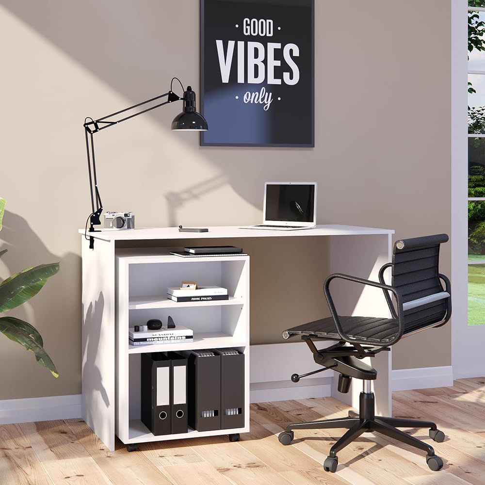 Vicco Rollcontainer, Weiß, 59.4 x 52.6 cm, flexibel einsetzbar mit Rollen für Mobile Nutzung