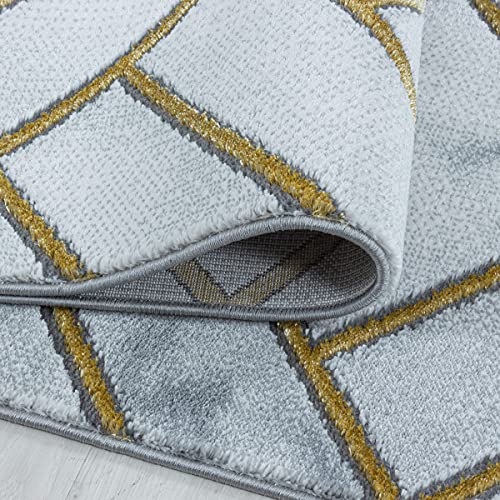 Tapis marbré à lignes dorées antidérapant et facile à laver