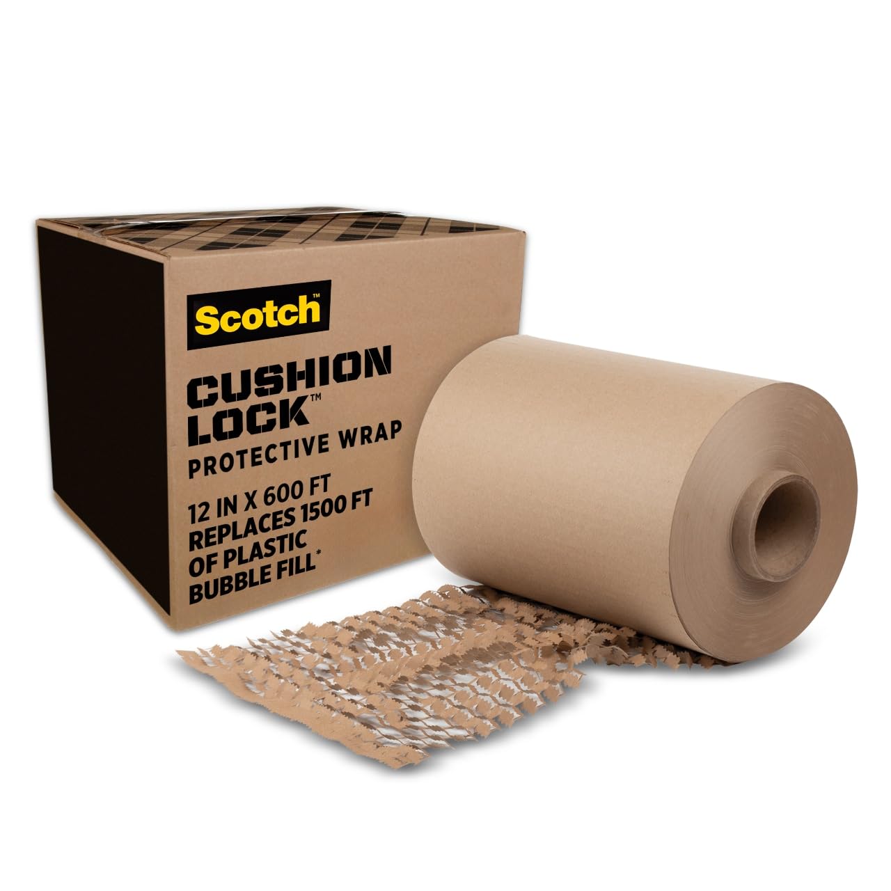 Scotch Cushion Lock Schutzfolie, 30,5 cm x 182,9 m, nachhaltige Verpackungslösung, keine Schere oder Klebeband erforderlich, tolle Alternative zu Luftpolsterfolie (PCW-12600)