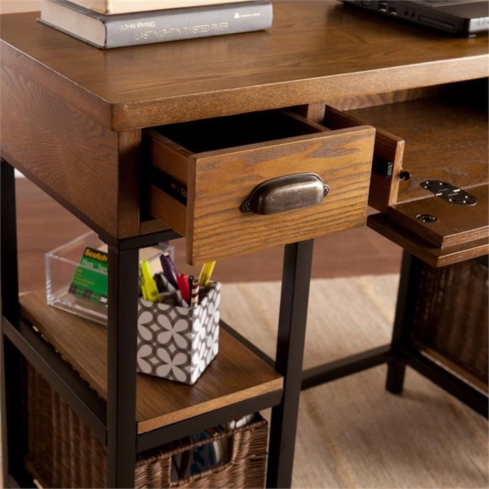 Southern Enterprises SEI Furniture Mirada Writing Desk in Weathered Gray and Matte Black