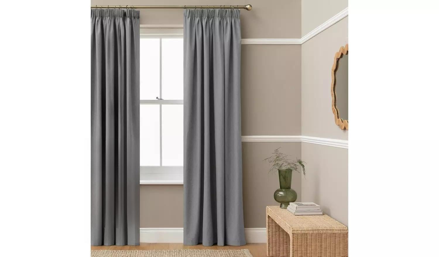 SEGOY Blackout Pencil Pleat Curtains - Flint grey - 168x229cm