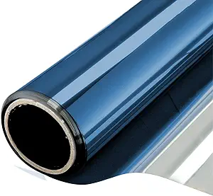 WPCTEV One Way Mirror Window Film Daytime Privacy Heat Control Film Solar Film Non-Adhesive Window Tint for Home and Office Blue & Silver 6 Mil 17.5 Inch x 16.4 Feet