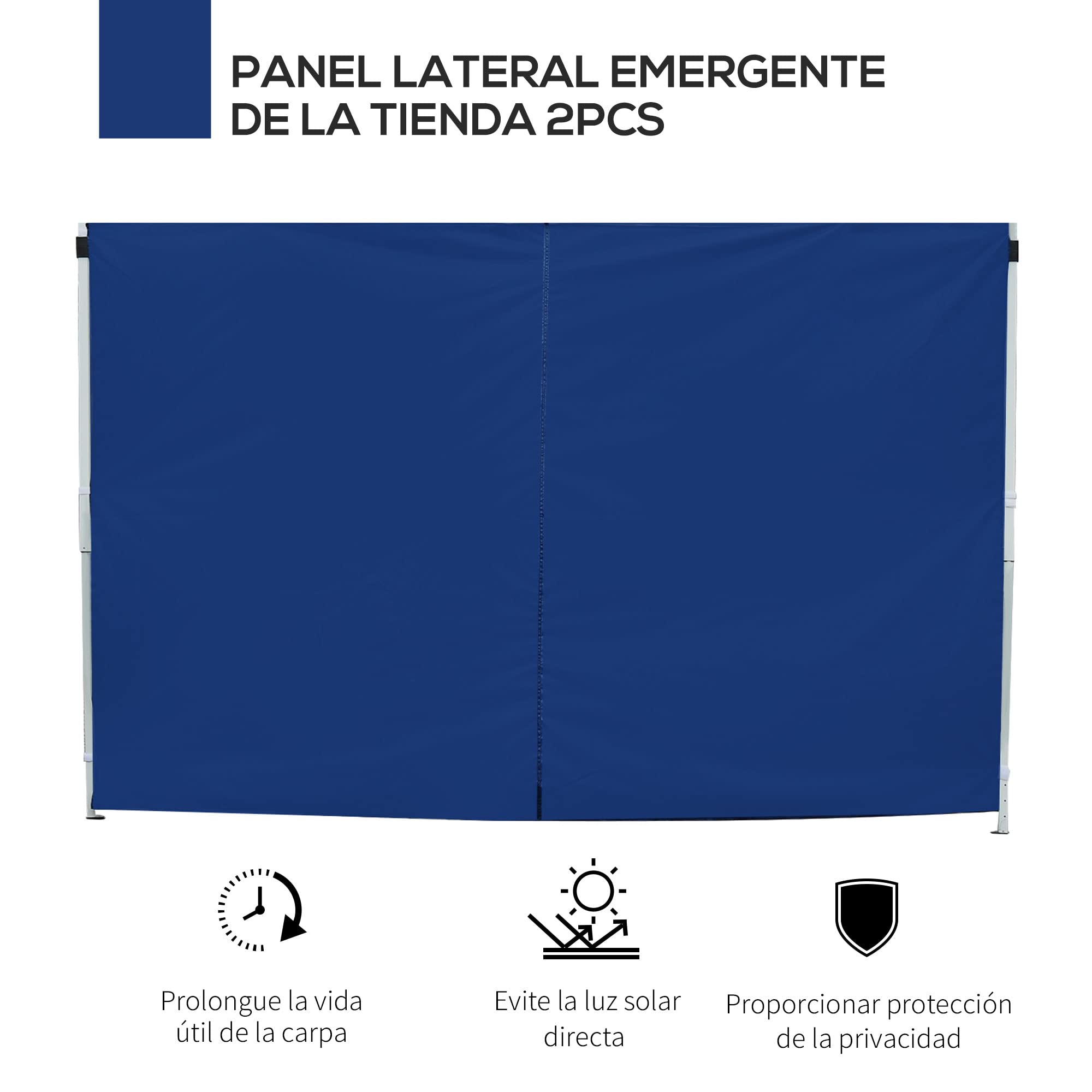 Outsunny 2 Paredes Laterales para Carpas de 3 x 3 m/3 x 6 m, 300x200 cm, Paredes Laterales de Repuesto para Cenador de Tela Oxford con Ventana, para Jardín, Exteriores, Fiestas, Azul