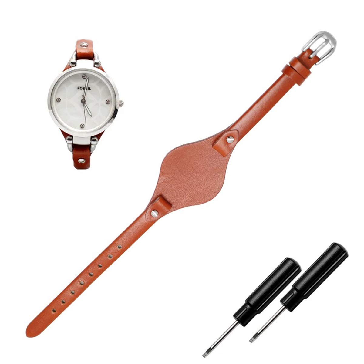 KAMIU レディース 8mm 腕時計バンド 本革製 交換用ストラップ Fossil ES3148 ES4119 ES4176 ES3262 ES3077用... 1[並行輸入品] 8mm 9mm 10mm 12mm 14mm 時計 ベルト バンド 革ベルト 時計