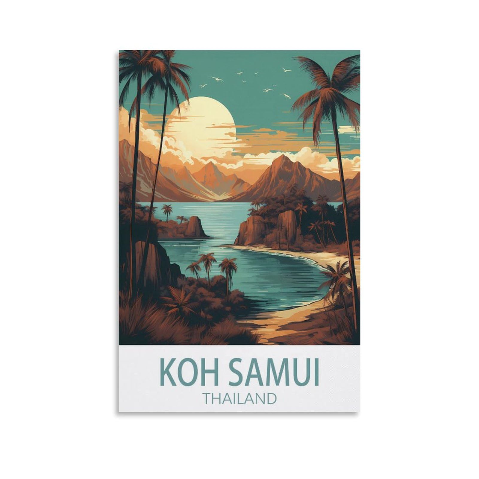 Nprzm A103 Funny Tin Signs Koh Samui Thailand Sunsets Wall Decor Retro Painting Poster Plaque Iron Decoration Art Mural Hanging Gift For Home 20X30cm