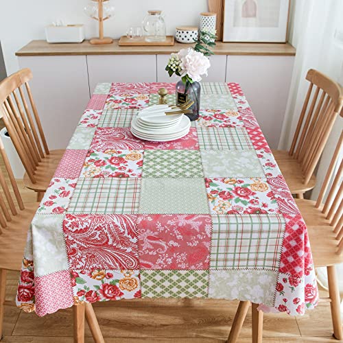 Liberecoo Square Vinyl Tablecloth 52 X 52 Inch Waterproof Art Flowers Table Cloth Stain-Resistant Scallop Edged Plastic Table Cover #TOP7