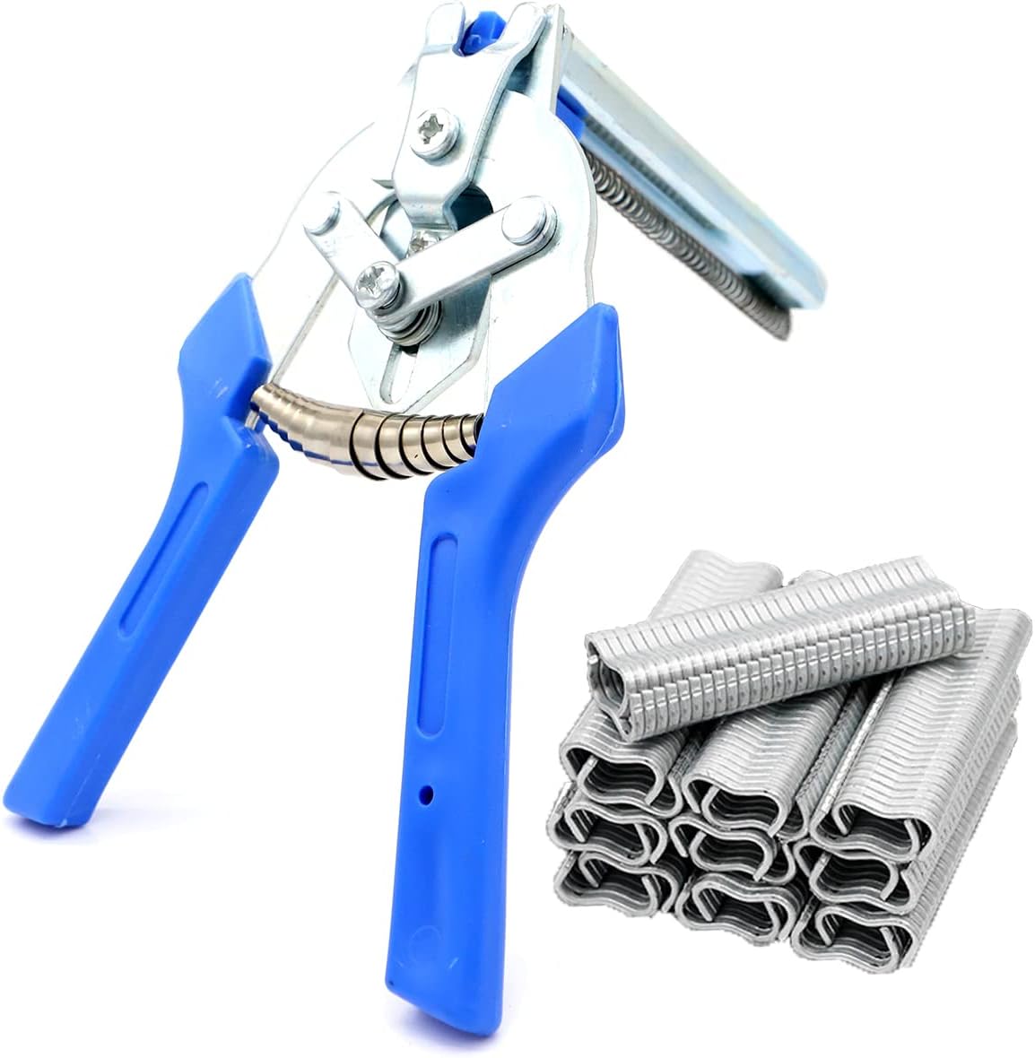 Type M Hog Nail Ring Pliers Kit with 2400pcs M Clips for Fence Fastening, Upholstery Installation, Animal Cages