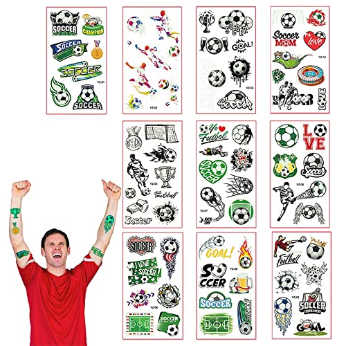 Tattoo Kinder, Leuchten Fußball Tattoo, Fußball Tattoos für Junge, Kindertattoos Sticker Leuchten im Dunkeln, Glitzer Temporäre Tattoos Set für Kindergeburtstag Party Mitgebsel Cover
