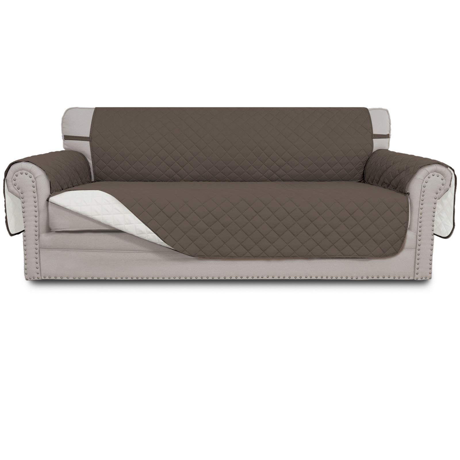 Easy-Going Reversible Couch Cover, 3 Cushion Sofa, Large, Taupe/Ivory