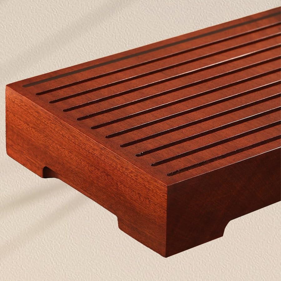 Bandejas de té para servir, bandeja de té seca pequeña de ébano, bandeja de té de drenaje de madera maciza para el hogar, bandeja de té retro