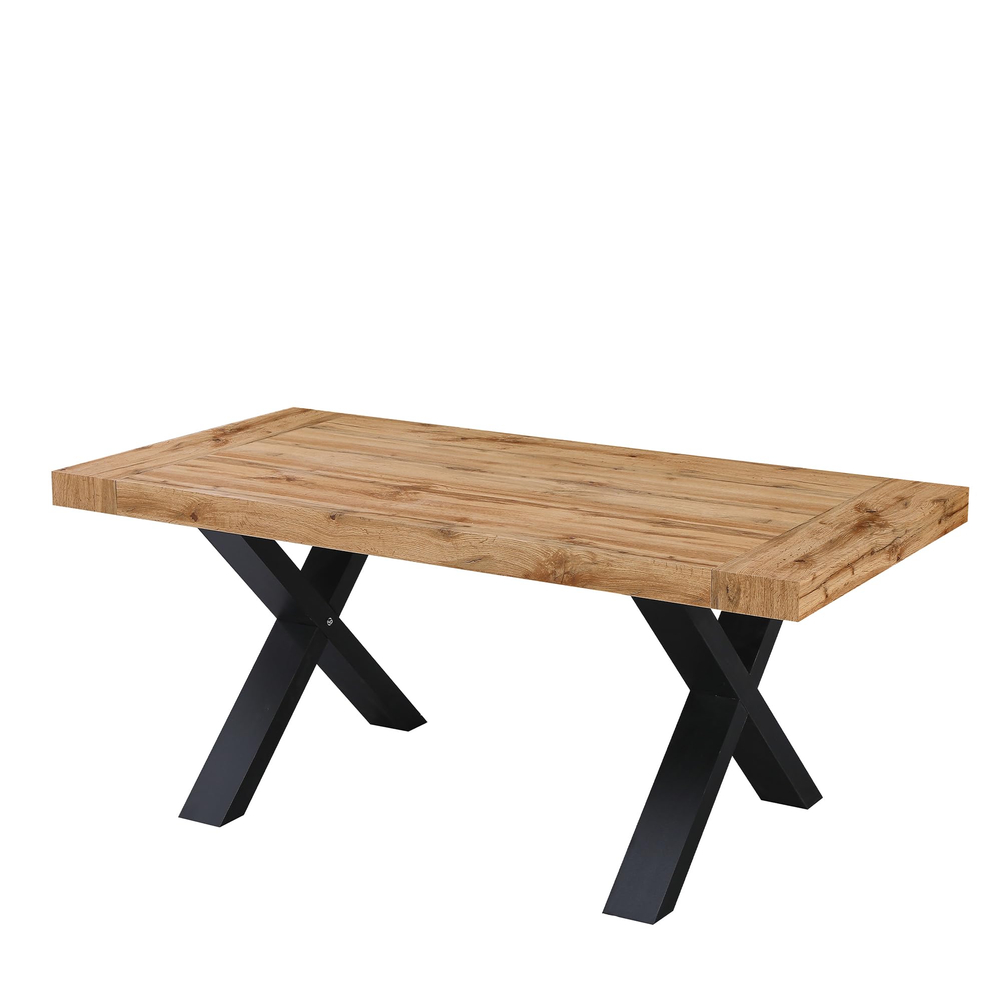 Cribel Tavolo Xilon New Allungabile 180 x 90 x 75 cm in Rovere con Gambe Nere | Tavolo da Pranzo Moderno in Legno e Ferro per Cucina, Soggiorno o Sala Riunioni