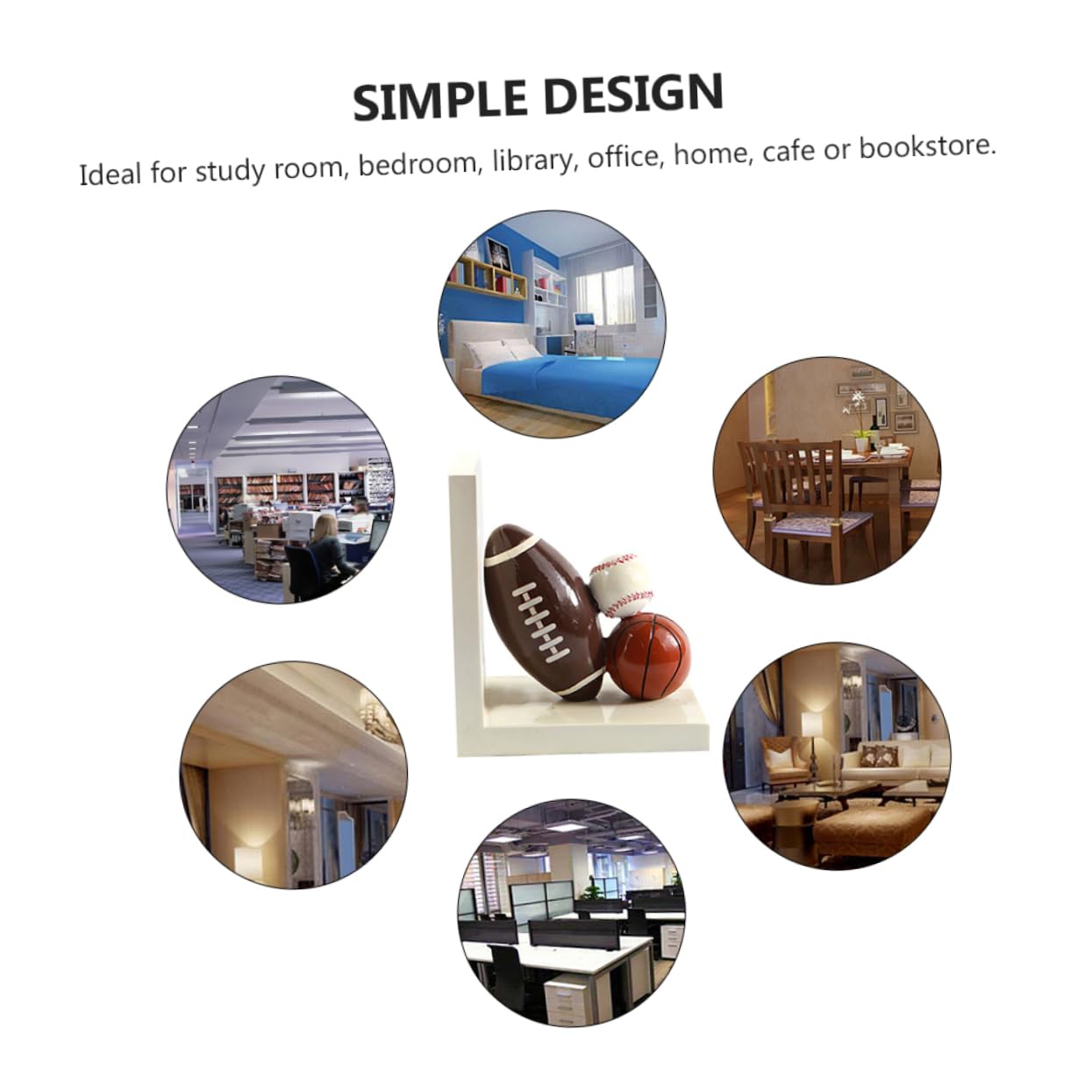 Cabilock Book Ends Football Bookends Supports Books Storage Shelf Cartoon Bookend