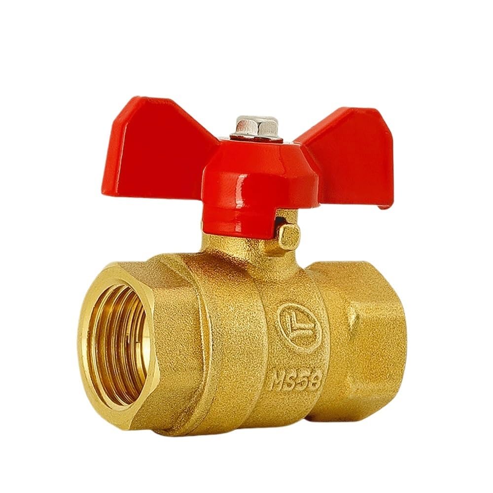 1/4" 3/8" 1/2" 3/4" wtyczka na gniazdo mosiężny zawór kulowy odcinający gaz paliwowy z czerwono-niebieskim uchwytem motylkowym przełącznik podgrzewacza wody (DN20 F-M niebieski)
