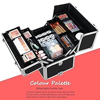 Vista 6 de Yaheetech Rolling Makeup Train Case 3 in 1 Cosmetic Makeup Case Large Aluminum Trolley Makeup Travel Case Professional Rolling Cosmetic Beauty