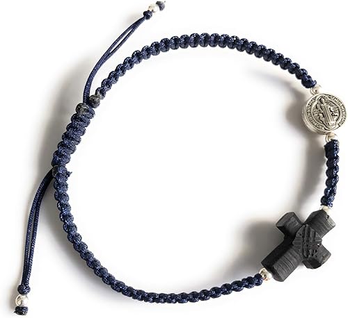 Miniatura 1 de Spiritual Empowered Real Azabache Cross Saint Benedict Protection Bracelet for Men