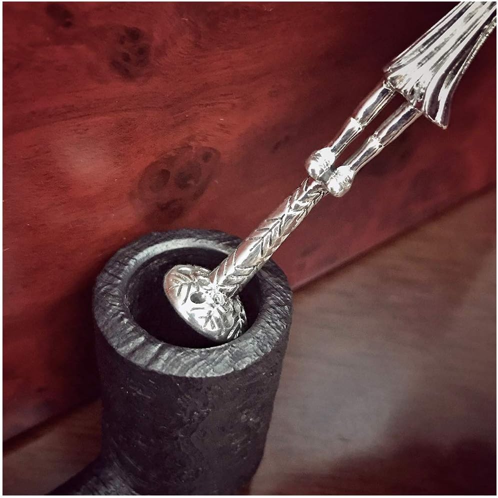 FHUILI Tobacco Pipe Pressure Bar Pipe Tamper Tool - 925 Sterling Silver Tobacco Pipe Cleaners Tool - Metal Anti-Extinguishing Pressure Bar Pipes Cleaning Tool