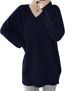 [TeMibery Lyric] セーター レディース ニット vネック 秋 冬 ニットセーター 長袖 ロングセーター 薄手 トップス ゆったり ロング 大きいサイズ チュニック キレイめ 秋冬 着痩せ おしゃれ オフィス 柔らかい 体型カバー 通勤