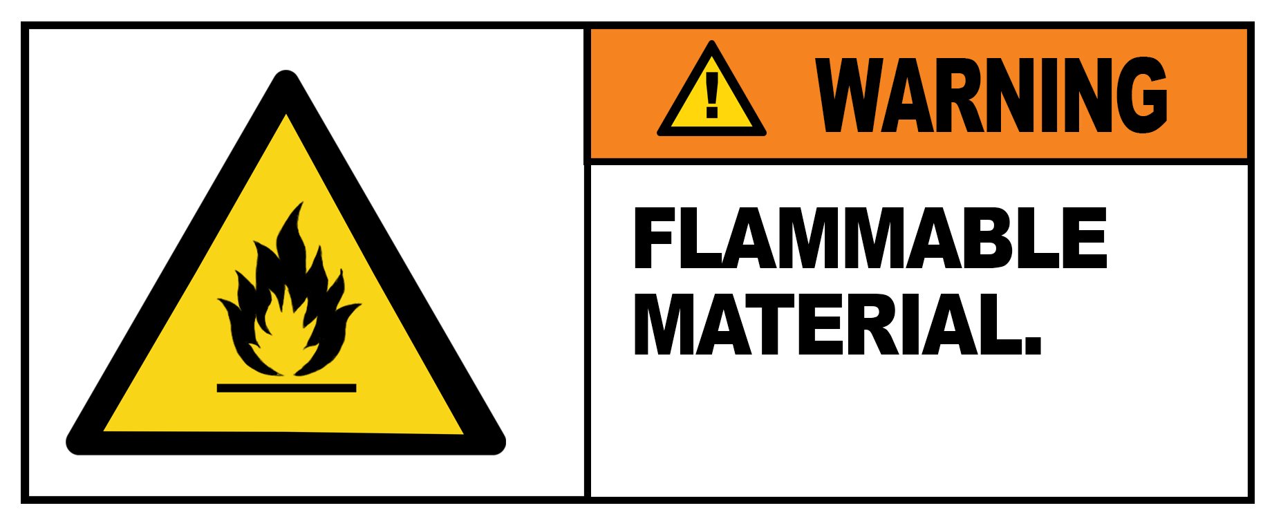 4 x WARNING - FLAMMABLE MATERIAL - Warning Sign Removable Self Adhesive Waterproof Durable Vinyl Label Sticker 225mm x 106mm