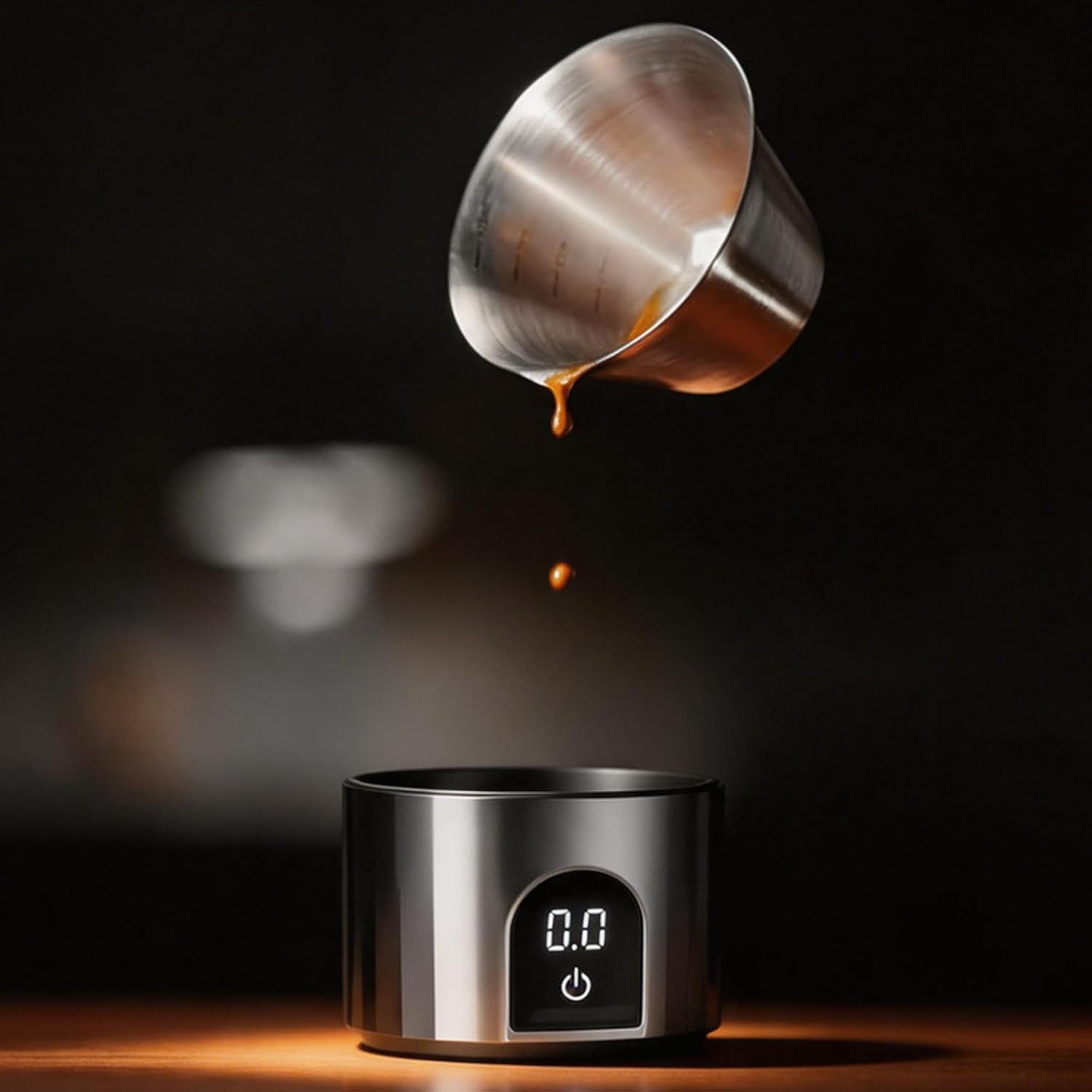 Coffee Bean Dosing Scale Cup with Stand, 0.1g Precision Digital Espresso Scale for Weighing Beans, Italian-Style Pour-Over Coffee Measuring Tool (Warm White)