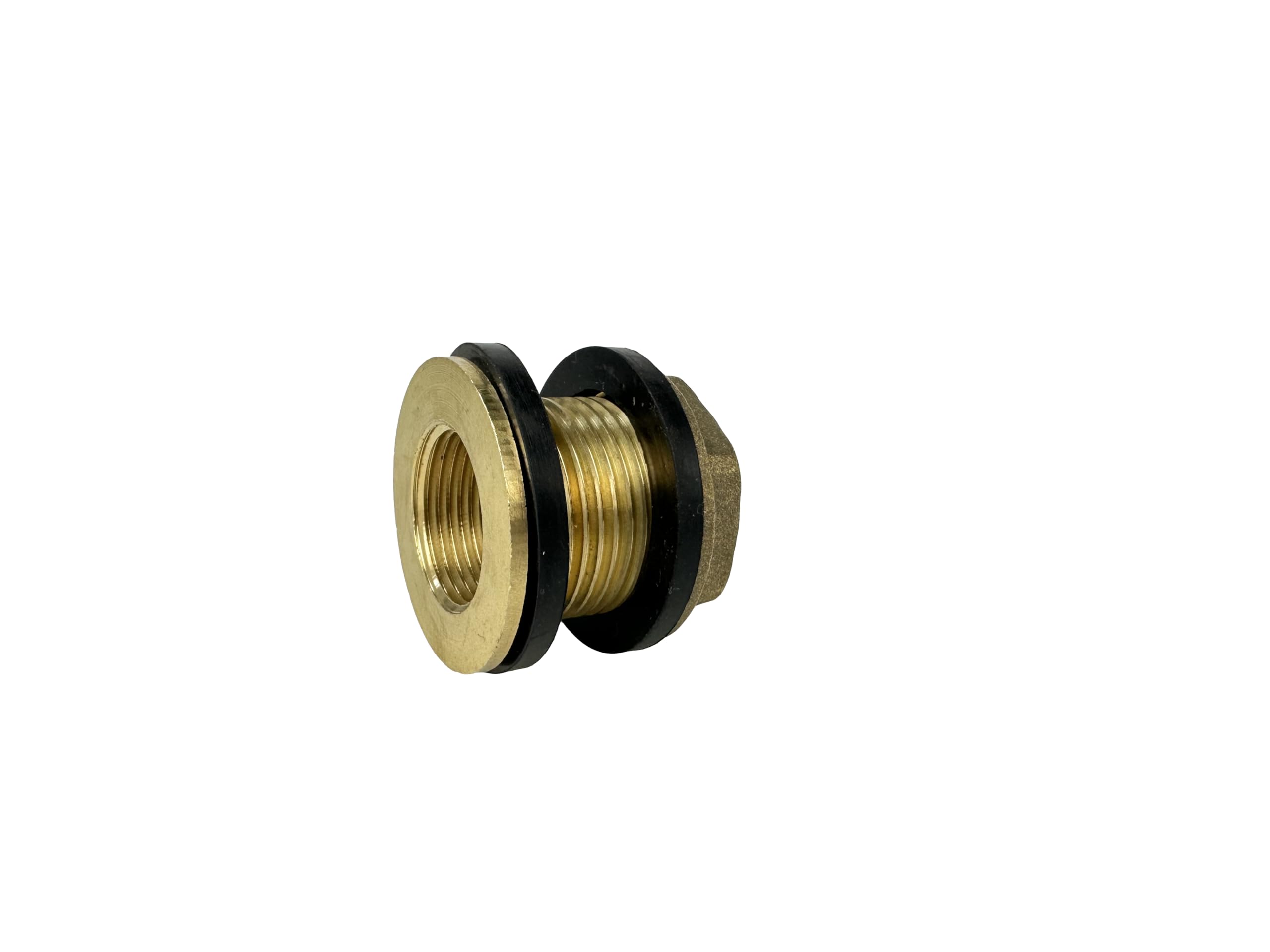 Kit de conector de latón macizo para agua – Rosca hembra de 3/4 pulgadas, rosca macho de 1 pulgada, lengüeta de manguera de 25 mm con sellos y abrazadera – Adaptador de tanque de barril de lluvia a