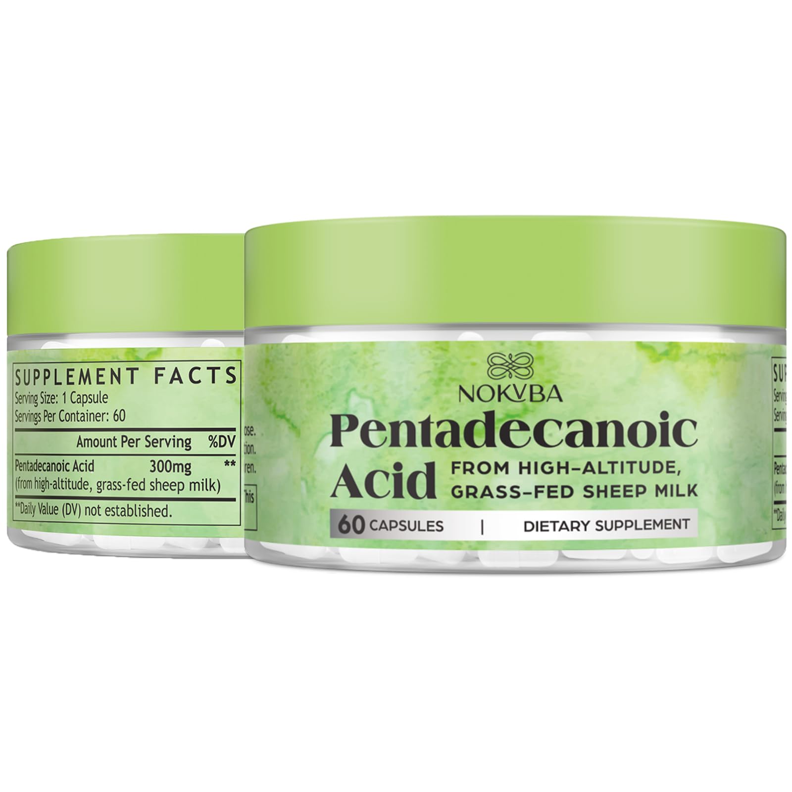 Pentadecanoic Acid C15:0 Fatty Acids Supplements 300mg - High-Altitude Sheep Milk Sourced - 60 Capsules 60 Count (Pack of 1)