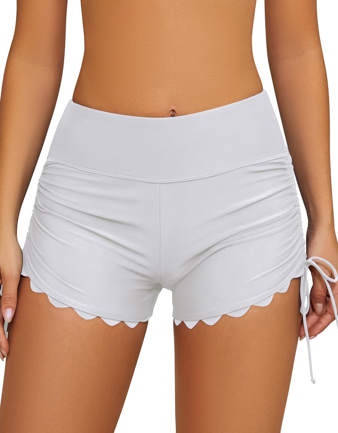 SHEKINI Women's High Waisted Swim Shorts Side Tie Swimsuit Bottoms Board Shorts