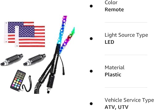 Miniatura 8 de AddSafety 2PCS 4FT RF Control remoto RGB LED látigos luz con bases de resorte bailandopersiguiendo luces