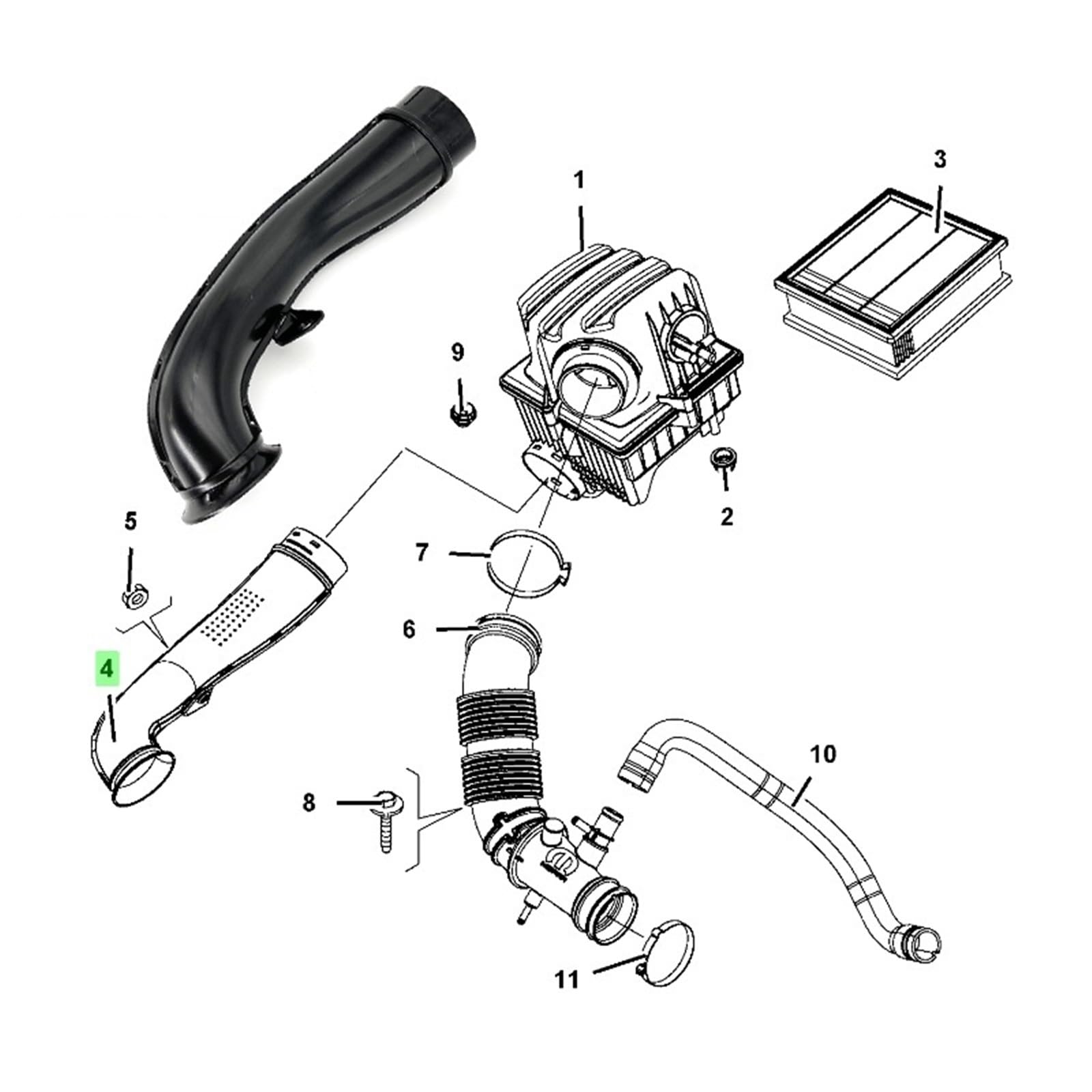 Entrada De Aire Del Motor 51938297 68256369aa Para Jeep Para Compass 2016 Filtro Admisión
