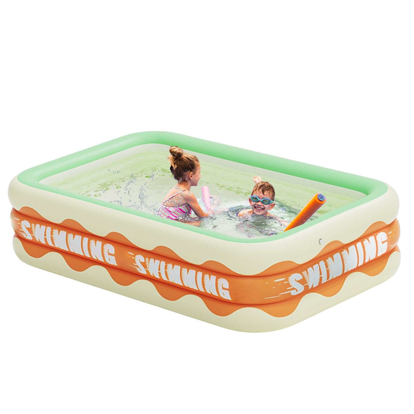 Piscina gonfiabile: piscina ispessita per uso nel cortile | Piscina familiare a grandezza naturale con materiale durevole: piscina da giardino all'aperto per in acqua estiva, né