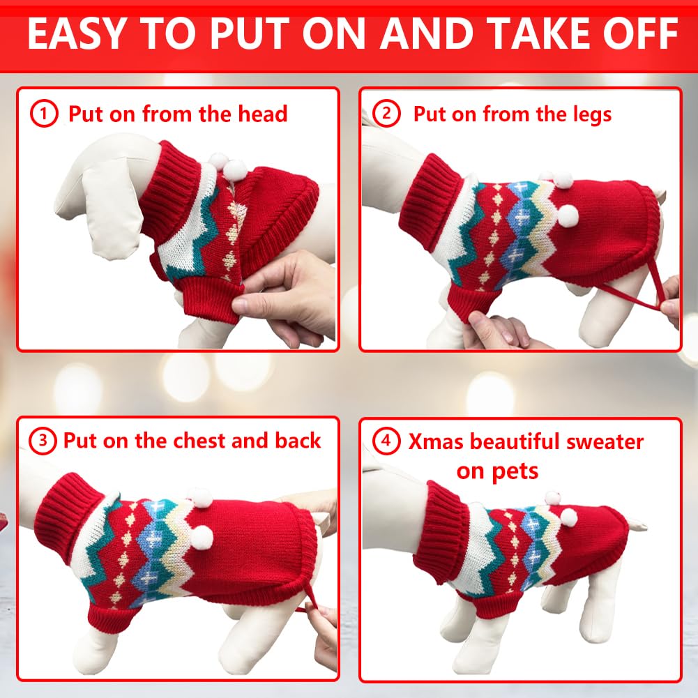 Weihnachtspullover Für Katzen & Hunde – Größe XL, Rot, Mit Weihnachtsbaum-Muster, Aus Weichem Fleece