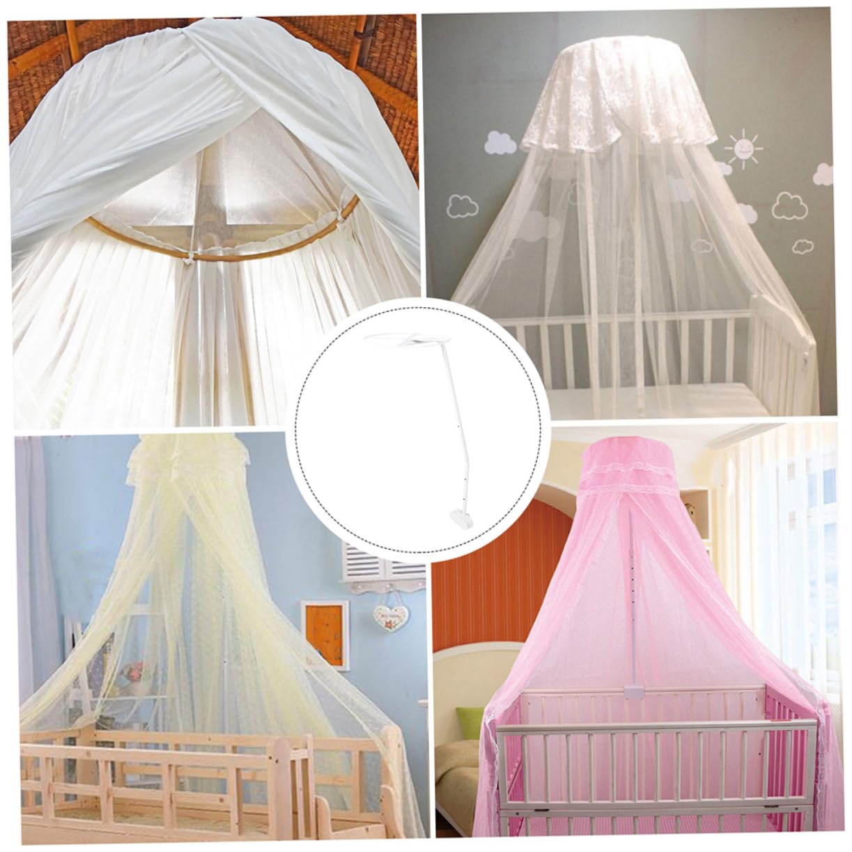 2 Set per Baldacchino Culla Rete Zanzariera per Lettino Installazione Facile e Accessori per Culla per Ragazza e Flessibilità Eccezionali