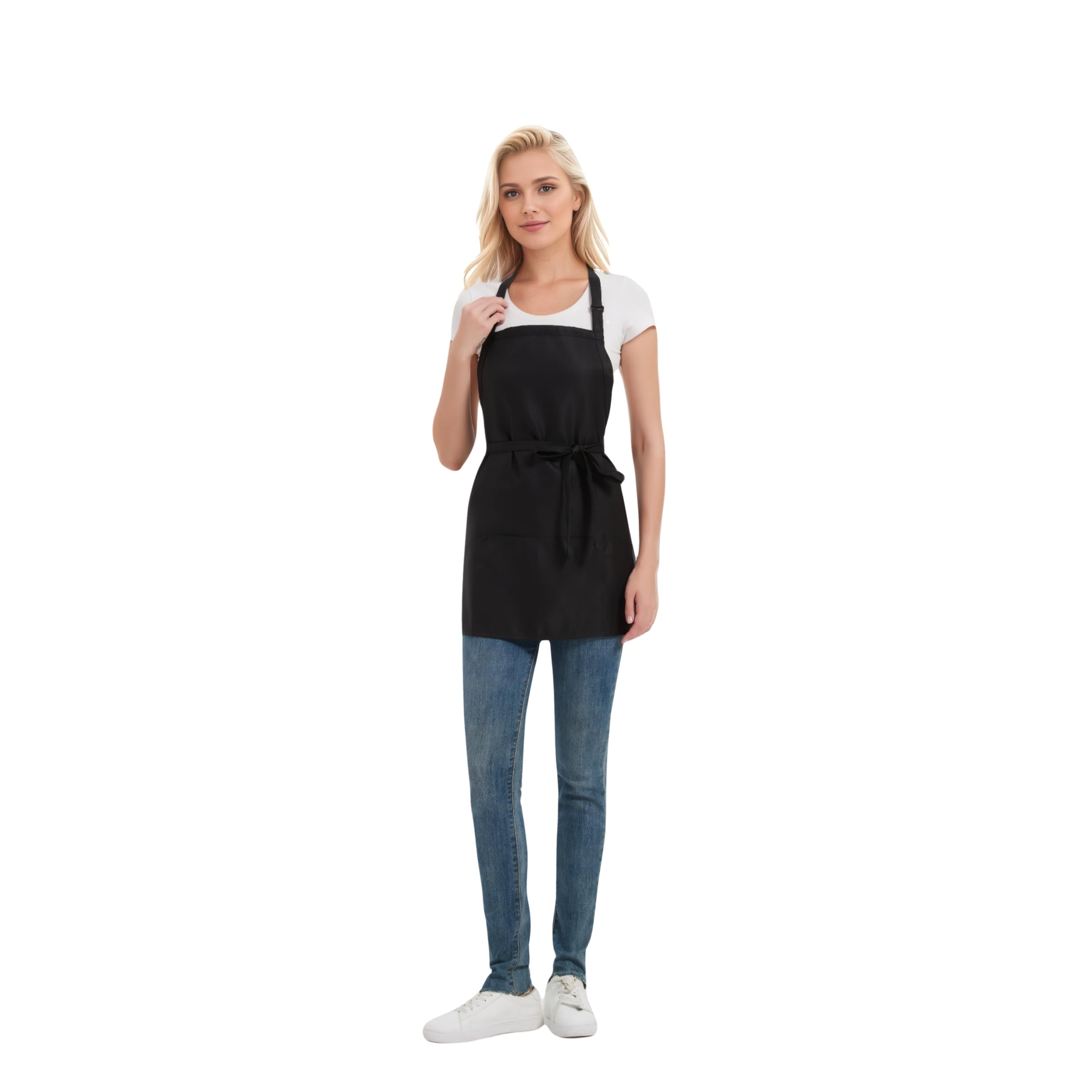 Delantales impermeables ajustables con 3 bolsillos para hombres y mujeres, delantal de servidor para cocina, cocina, jardinería, restaurante