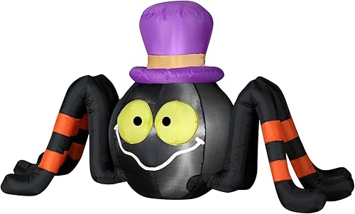 Gemmy - Araña inflable de Halloween de 4 pies de largo con sombrero