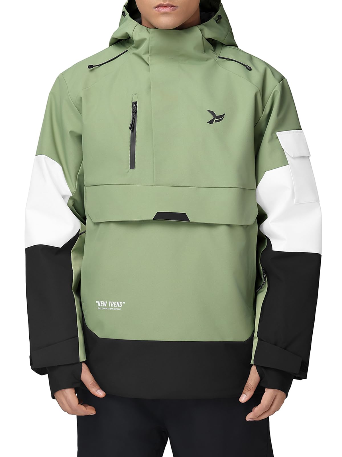 HOTIAN Giacca da sci da uomo calda impermeabile traspirante Sci Termici Giacca Multi-Tasche Adatto Per Sport Invernali E Attività Outdoor In Montagna Antivento con cappuccio rimovibile