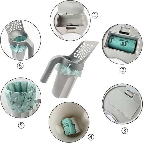 Miniatura 5 de Cuchara de arena para gatos, pala de arena con soporte extraíble, cuchara de tamiz de estiércol extraíble, cuchara de arena para gatos de gran