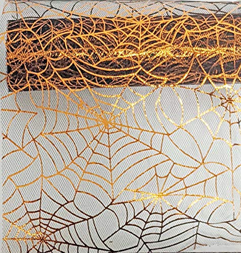 Halloween Ribbon Shiny Spider Web Craft Mesh Roll for Wreath Making Gifts in Purple Silver Orange Gold 4 Pack Variety Bundle