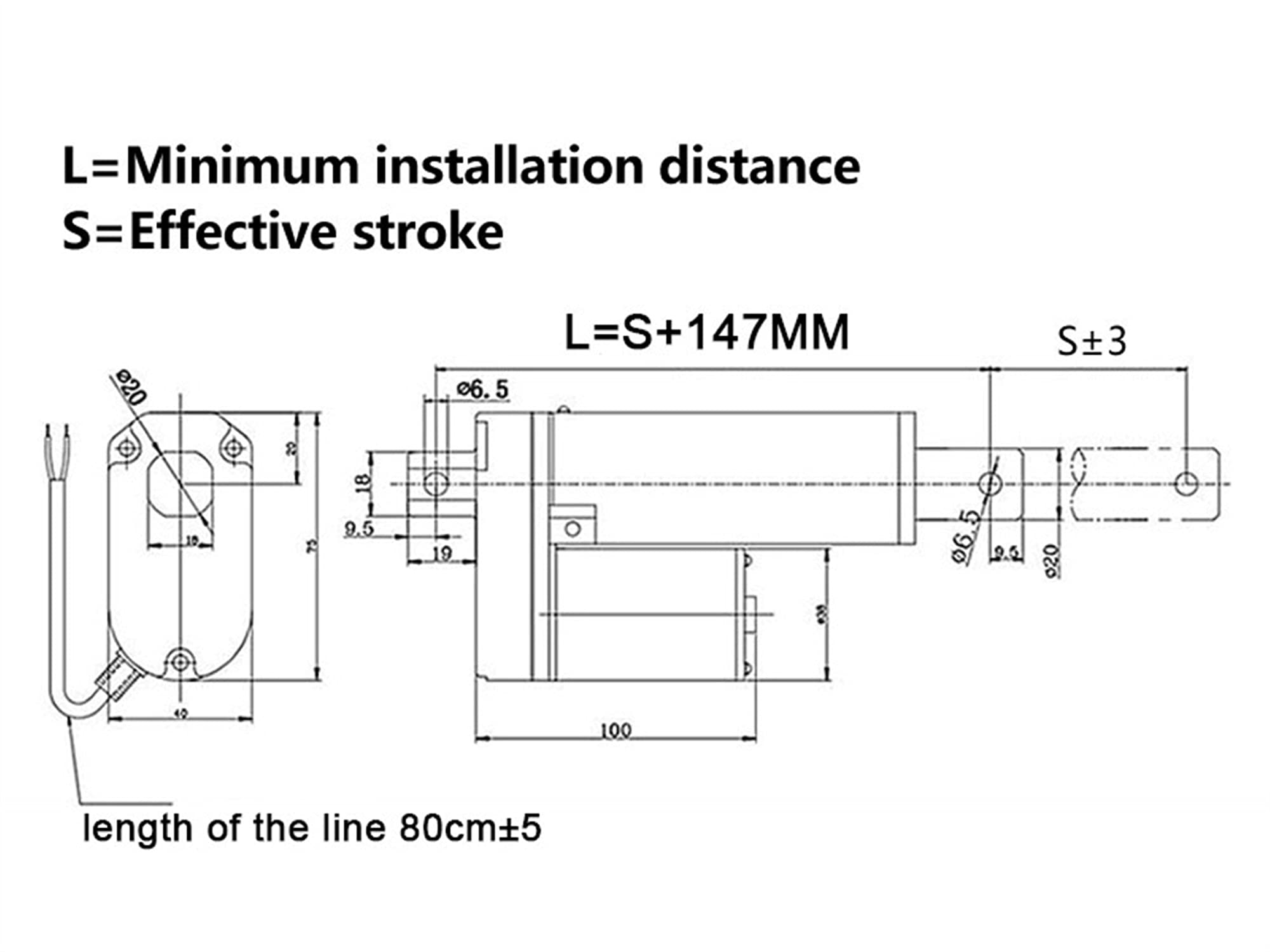 zxxin-Linearantrieb langlebig, Elektrischer linearer Aktuator 12V / 24V, DC-Motor 400mm-Hub, linearer Bewegungssteuerung 100-1500N Gute Qualität (Speed(RPM) : 24V 200N 45mm s)