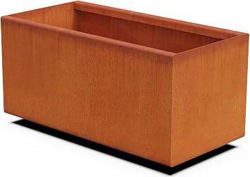 Plantercraft Large Rectangular Planters for Outdoor Plants - 24x12x12 Corten Steel Planter Box for Patio & Garden | Heavy Duty Metal Planter & Raised Garden Bed