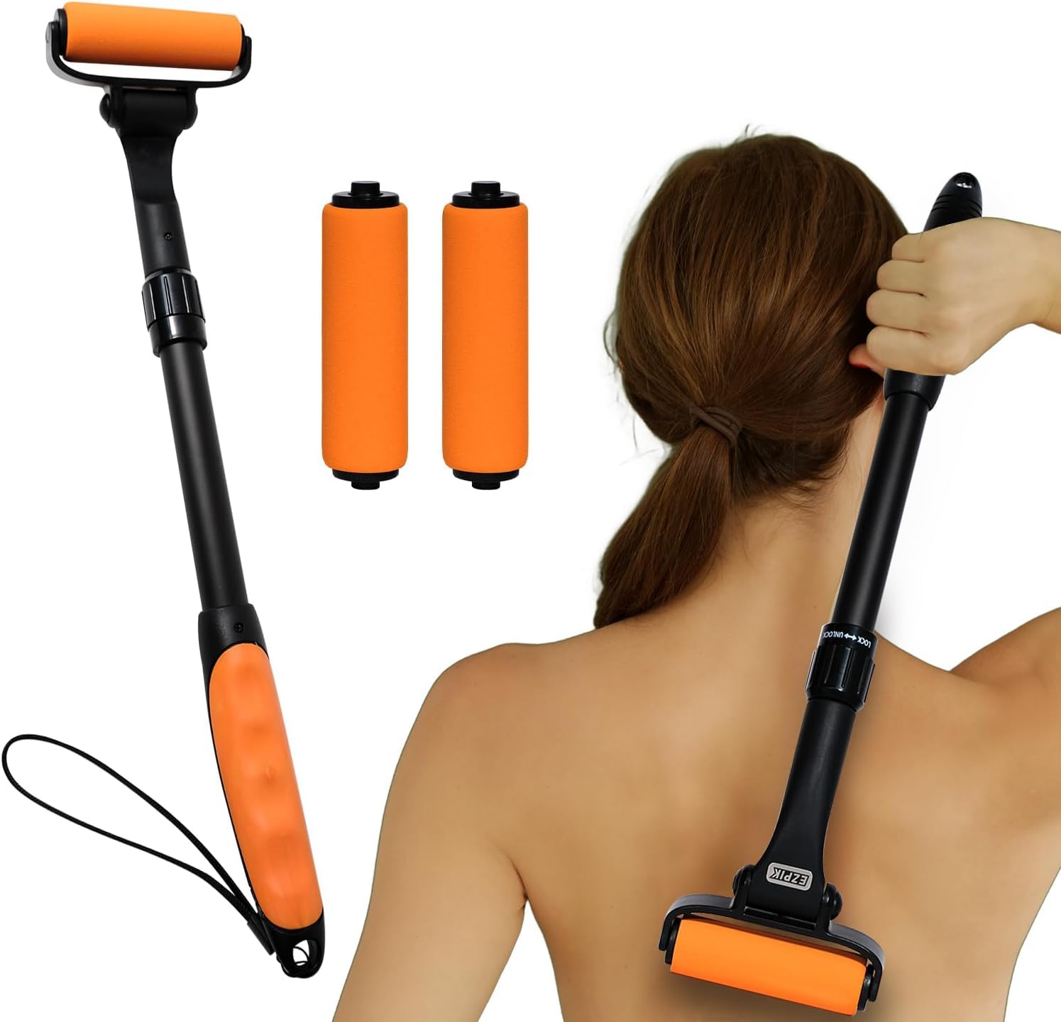 EZPIK Spalma crema schiena estensibile fino a 58 cm (design curvo) – Applicatore crema per anziani con mobilità ridotta – Ideale per oli, lozioni e protezione solare